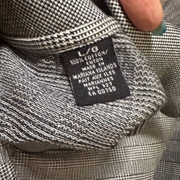 Levi’s Men’s Polo Shirt L Black White Plaid Cotton Short Sleeve Button Collar - Picture 10 of 12